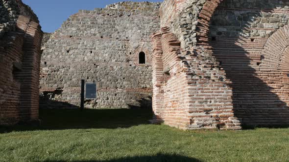 GAMZIGRAD, SERBIA - DECEMBER 25, 2017 Architecture of palaces and temples Felix Romuliana built by R alt