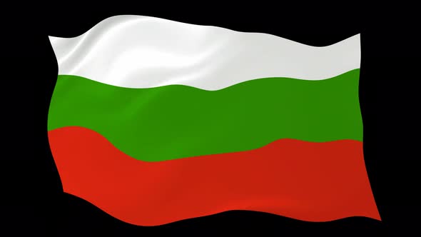 Bulgaria Flag Waving Animated Black Background