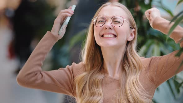 Happy Euphoric Young Woman Excited Receive Good News Long Awaited Email Message Lady Won Lottery alt