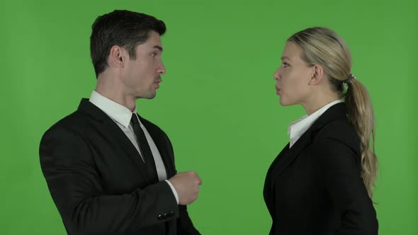 Angry Male Professional Scolding Female Professional Chroma Key alt