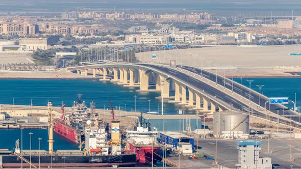 New Sheikh Khalifa Bridge in Abu Dhabi Timelapse United Arab Emirates alt