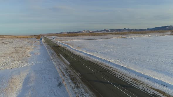 Winter Road with Car alt