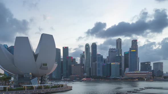 Beautiful Moment to the Singapore skyline with Helix Bridge views. alt