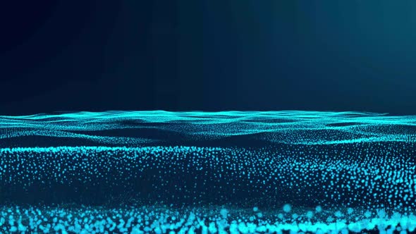 cyan color particle wave background animation. Vd 1109