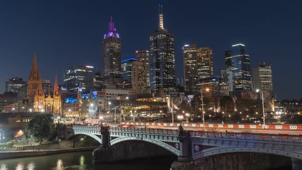 Melbourne Southbank Panning Time Lapse, capturing the smooth transition of day and night with Prince alt