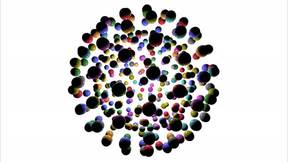 Animation of 3D shiny, colored balls for children. 3d illustration.