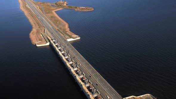 A Dam on Which the Multilane Highway Passes alt