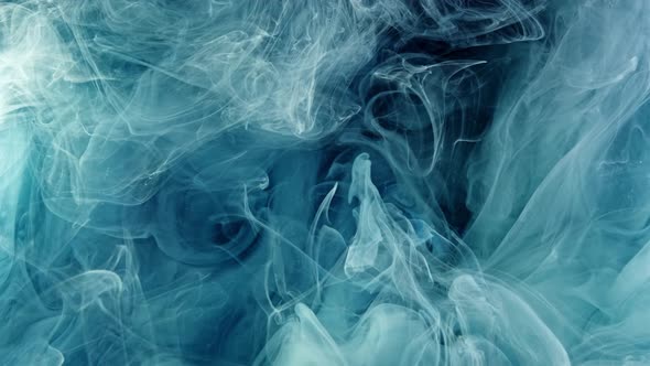 Turquoise Paint Spreads Beautiful Abstract Cloud in Water alt