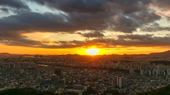 Time Lapse Sunset of seoul City south korea