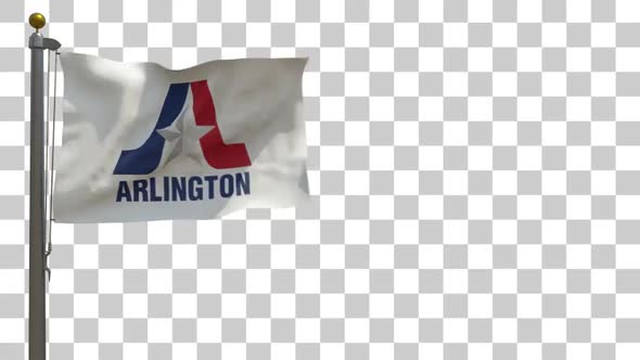 Arlington City Flag (Texas) on Flagpole with Alpha Channel - 4K alt