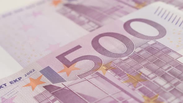 European Union paper money banknotes  slow pan 4K 2160p 30fps UltraHD  footage -  Panning on  on Eur alt