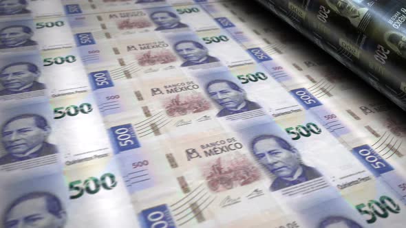 Mexico Pesos money banknotes printing seamless loop alt