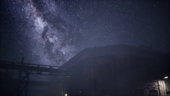 Milky Way Stars Above Abandoned Old Fatory alt