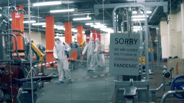 Closed Gym Is Getting Disinfected During Pandemic alt