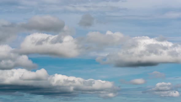 Summer Clouds Floating Across Blue Sky to Weather Change