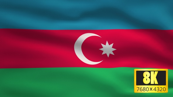 8K Azerbaijan Windy Flag Background alt