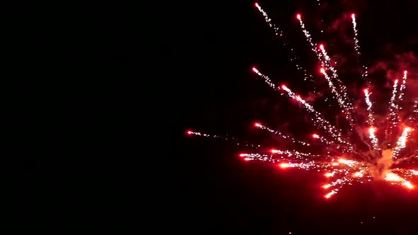 Black Night Sky in Which Fireworks Explode.