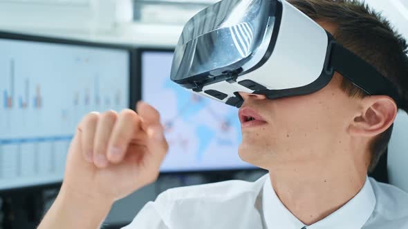 Businessman Wearing Virtual Reality Googles