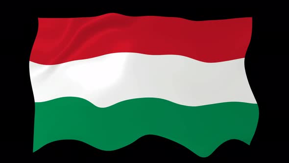 Hungary Flag Wave Motion Black Background