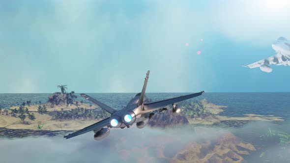 Fake video game gameplay Flying racing jet plane render 3d