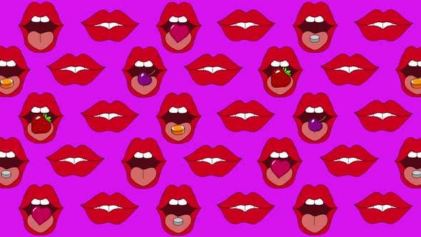 Lips Tongue Animation Background Installation 