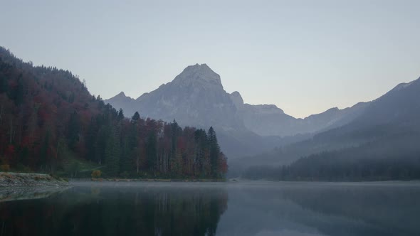 Peaceful Autumn View on Obersee Lake in Swiss Alps