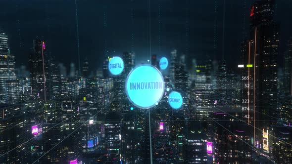 Digital Abstract Smart City Innovation Badge
