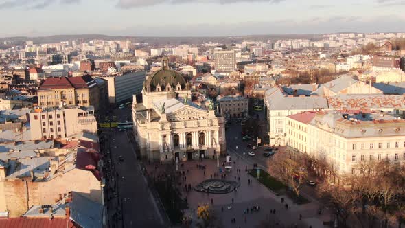 Panoramic aerial shot in history city