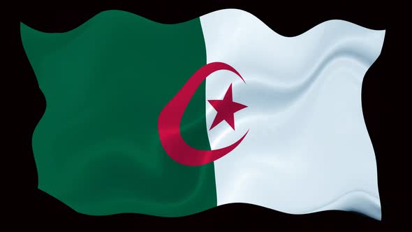 Algeria Flag Waving Animated Black Background