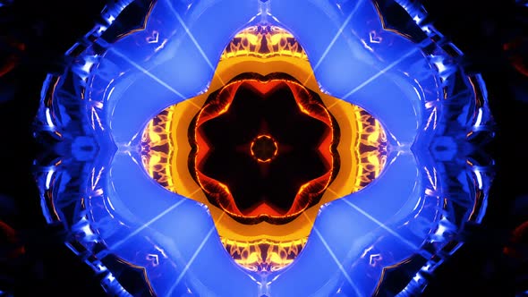 Neon glowing kaleidoscope. Looped animation