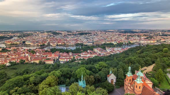 Wonderful Timelapse View To The City Of Prague From Petrin Observation Tower In Czech Republic alt