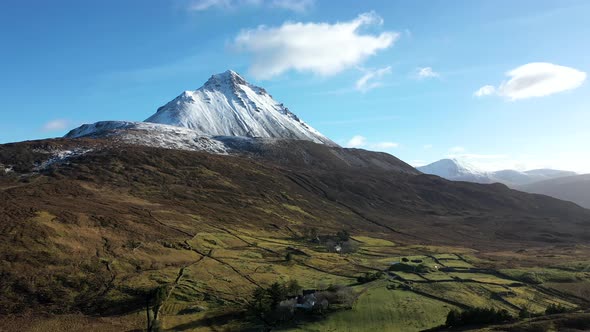 Aerial View of Mount Errigal, the Highest Mountain in Donegal, Seen From North West - Ireland alt