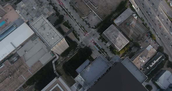 Birds eye view of The Williams tower and surrounding area in the Galleria mall area in Houston, Texa alt