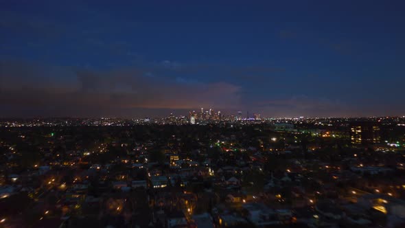 AERIAL HYPER LAPSE: Towards Downtown Los Angeles Day To Night Drone Time Lapse Transition alt