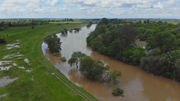 Water Flood on River After Heavy Rain in Water, Spring Flood Scene alt