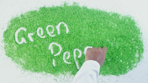 Hand Writes On Green Green Pepper