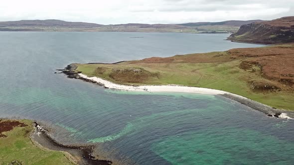 Aerial of the Clagain Coral Beach on the Isle of Skye - Scotland alt