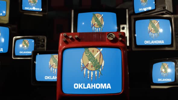 Flag of Oklahoma and Retro TVs. alt