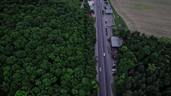 Aerial View Above Road in Forest alt