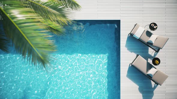 Lounge Chair On Terrace Near Swimming Pool alt