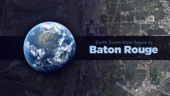 Baton Rouge (Louisiana, USA) Earth Zoom to the City from Space