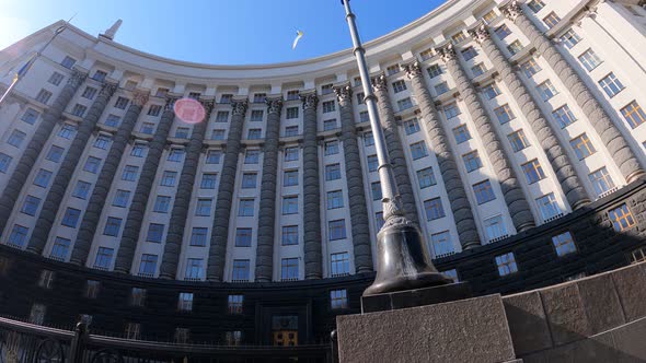 Government Building of Ukraine in Kyiv  Cabinet of Ministers Slow Motion alt
