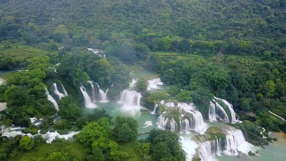 Aerial view, panorama view of beautiful waterfall alt