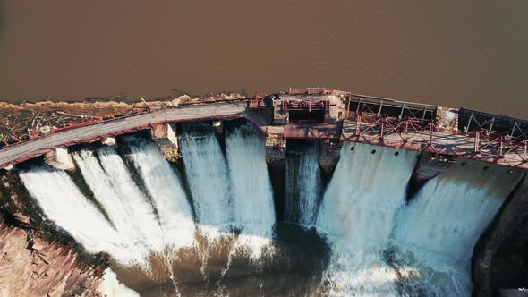 Aerial View; Drone Moving Over Old Water Reservoir