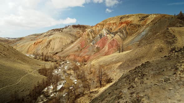 Red and Brown Mountain Range Taken From Aerial Photography