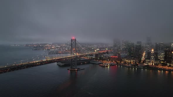 San Francisco Oakland Bay Bridge and Downtown San Francisco