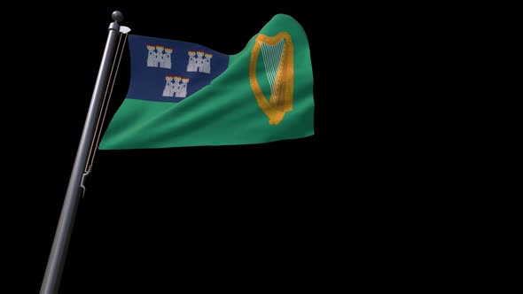 Flag Of Dublin City (Ireland)  With Alpha Channel 4K alt