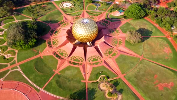 Arial View of Auroville. Auroville is an experimental township in Viluppuram district mostly in the alt