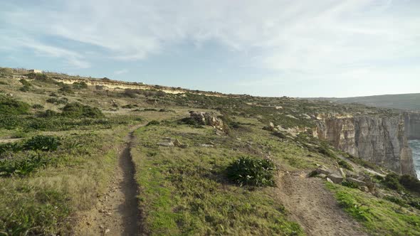 Two Paths Separates near Coastline of Mediterranean Sea in Island of Malta alt