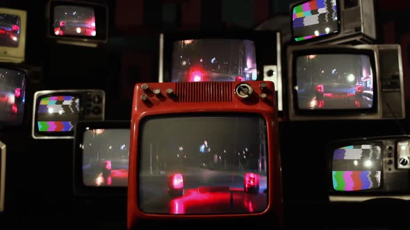 Fire Truck during an Emergency on Retro TVs.